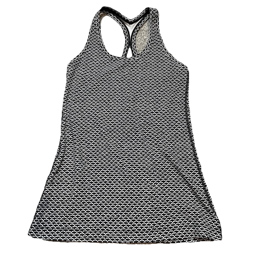 Lululemon Women's Racerback Tank Top Polyester Blend Black White XS Breathable